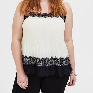 TORRID IVORY CHIFFON PLEATED CAMI